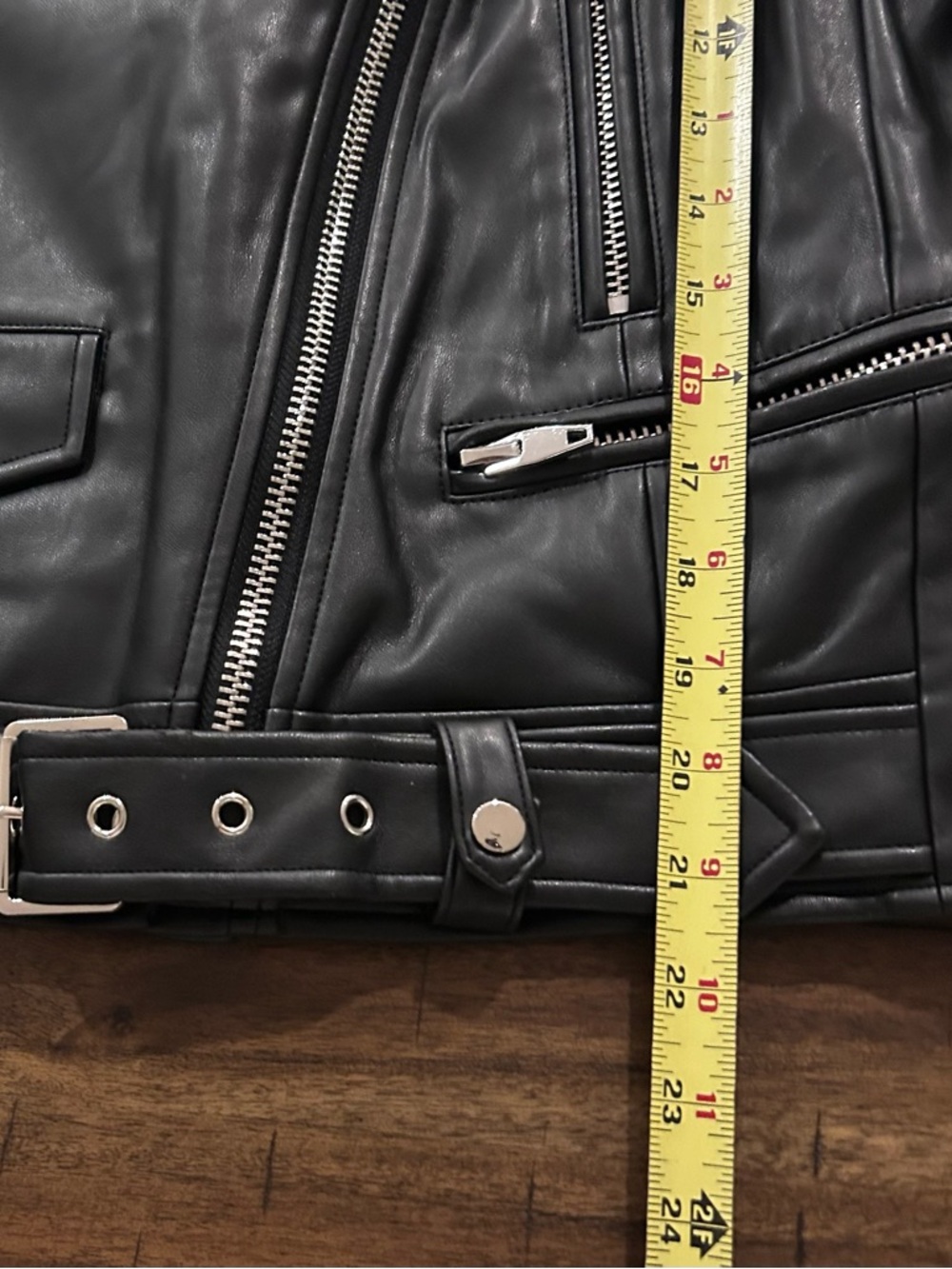 Grey Lab Anthropologie Faux Leather Biker Jacket Black Size Small - Picture 5 of 10